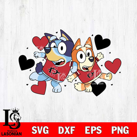 San Diego State Aztecs Bluey heart Svg Eps Dxf Png File, Digital Download, Instant Download