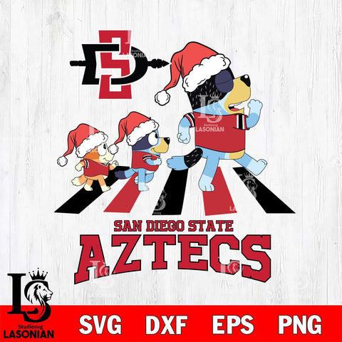 San Diego State Aztecs Christmas Family Bluey Walking Cut Files,Bluey Cricut,Christmas Svg , Bluey svg , Digital Download, dxf eps png pdf file