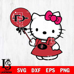 San Diego State Aztecs Cute Hello Kitty 2 Svg Eps Dxf Png File, Digital Download, Instant Download