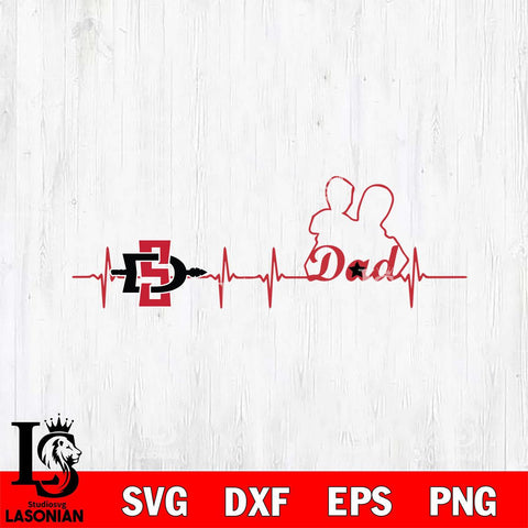 San Diego State Aztecs Father Heart Beat Svg Eps Dxf Png File, Digital Download, Instant Download