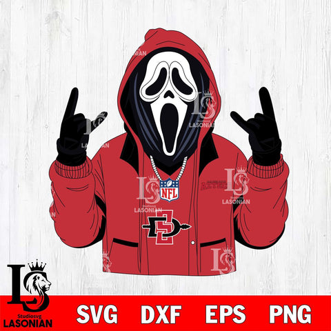 San Diego State Aztecs Ghostface Scream Football Halloween Svg Eps Dxf Png File, NCAA svg, Digital Download, Instant Download