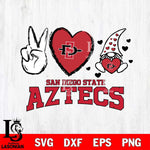 San Diego State Aztecs Gnomes Peace & Love Svg Eps Dxf Png File, Digital Download, Instant Download