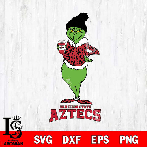 San Diego State Aztecs Grinch Leopard Coffee Svg Eps Dxf Png File, Digital Download, Instant Download