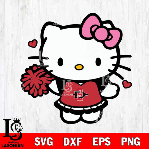 San Diego State Aztecs Hello Kitty Cheerleader 6 Svg Eps Dxf Png File, Digital Download, Instant Download