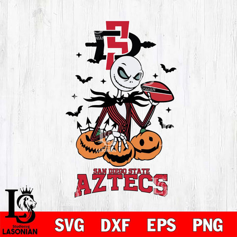 San Diego State Aztecs Jack Skellington 2 halloween Svg Eps Dxf Png File, NCAA svg, Digital Download, Instant Download