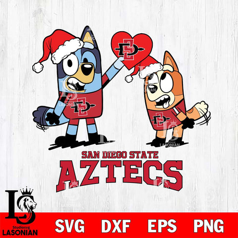 San Diego State Aztecs Love Bluey Christmas Svg Eps Dxf Png File, Digital Download