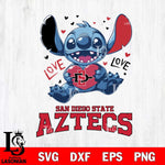 San Diego State Aztecs Love Stitch, Svg Eps Dxf Png File, Digital Download