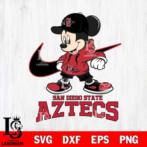 San Diego State Aztecs Mickey Mouse NIKE, Svg Eps Dxf Png File, Digital Download