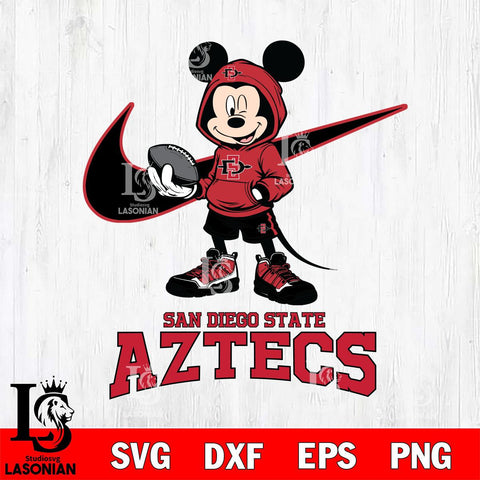 San Diego State Aztecs Mikey Mouse Disney NIKE, Svg Eps Dxf Png File, Digital Download