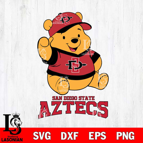 San Diego State Aztecs Pooh Bear Disney, Svg Eps Dxf Png File, Digital Download