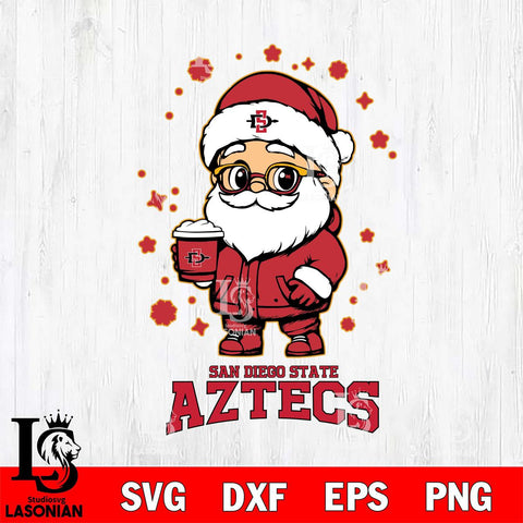 San Diego State Aztecs Santa Claus Coffe Svg dxf eps png pdf file,NCAA svg,Digital Download,Cricut file