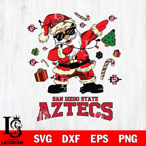 San Diego State Aztecs Santa Claus Football Svg dxf eps png pdf file,NCAA svg,Digital Download,Cricut file