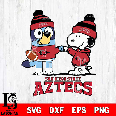 San Diego State Aztecs Snoopy & Bluey Football Svg Eps Dxf Png File,NCAA Svg Files,Chill Guy svg ,Digital Download ,Instant Download, Cricut File