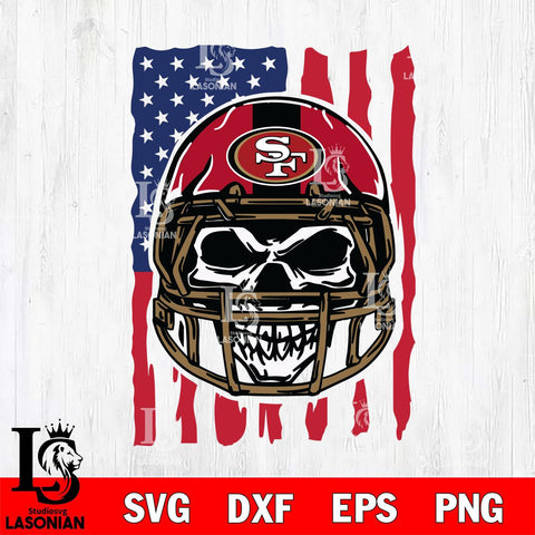 San Francisco 49ers American Skull Helmet Svg Eps Dxf Png File, Digital Download, Instant Download