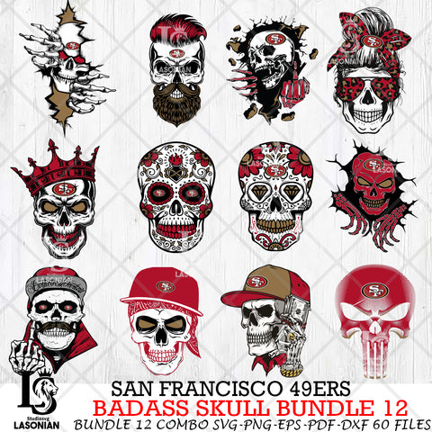 San Francisco 49ers Badass Skull Bundle SVG