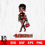 San Francisco 49ers Beautiful Black Fan Girl Svg Eps Dxf Png File, Digital Download, Instant Download