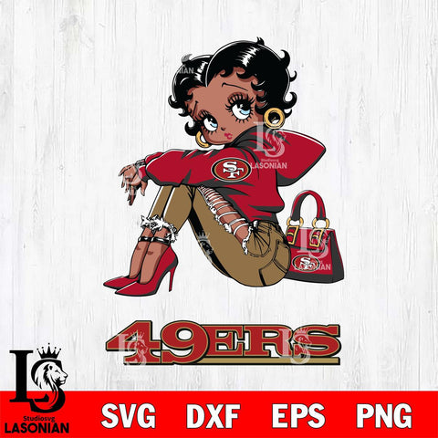 San Francisco 49ers Betty Boop Black Fan Girl Svg Eps Dxf Png File, Digital Download, Instant Download