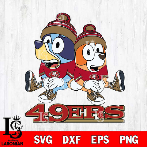 San Francisco 49ers Bluey & Bingo 8 Svg Eps Dxf Png File, NFL svg, Digital Download, Instant Download