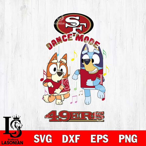 San Francisco 49ers Bluey Bingo Dance Mode Svg Eps Dxf Png File, NFL svg, Digital Download, Instant Download