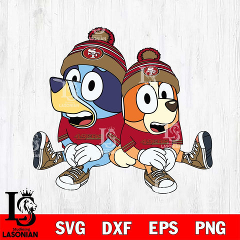 San Francisco 49ers Bluey & Bingo Football Svg Eps Dxf Png File, NFL svg, Digital Download, Instant Download