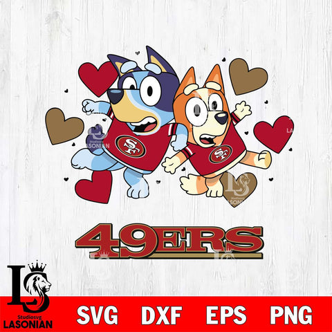 San Francisco 49ers Bluey Chilli Heart NFL Svg Eps Dxf Png File, Digital Download, Instant Download