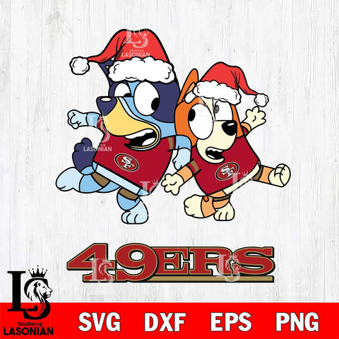 San Francisco 49ers Bluey Christmas Holiday Svg Eps Dxf Png File, Digital Download