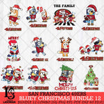 San Francisco 49ers Bluey Christmas Holiday Bundle 12 Svg Eps Dxf Png File, Digital Download