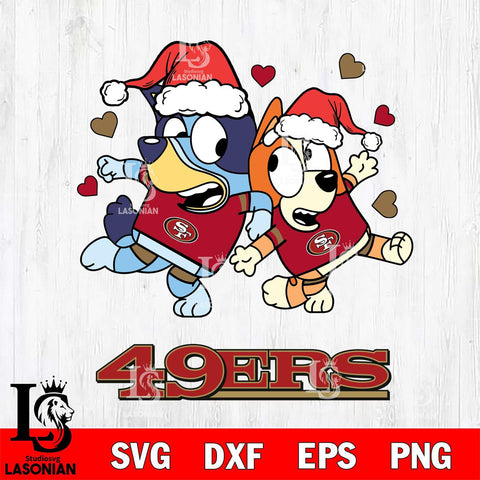 San Francisco 49ers Bluey Christmas NFL Svg Eps Dxf Png File, Digital Download