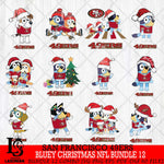 San Francisco 49ers Bluey Christmas NFL Bundle 12 Svg Eps Dxf Png File,Cut Svg Files, Digital File, Sublimation