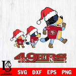 San Francisco 49ers Bluey Family Christmas Svg Eps Dxf Png File, Digital Download