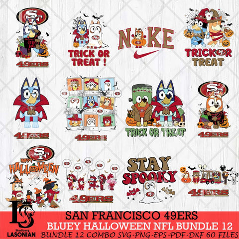 San Francisco 49ers Bluey Halloween 12 SVG Svg Eps Dxf Png File, Digital Download, Instant Download