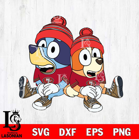 San Francisco 49ers Bluey & Bingo Christmas Svg Eps Dxf Png File, Digital Download, Instant Download