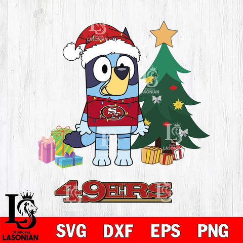 San Francisco 49ers Christmas Bluey Tree Sport Svg Eps Dxf Png File,Cut Svg Files, Digital File, Sublimation