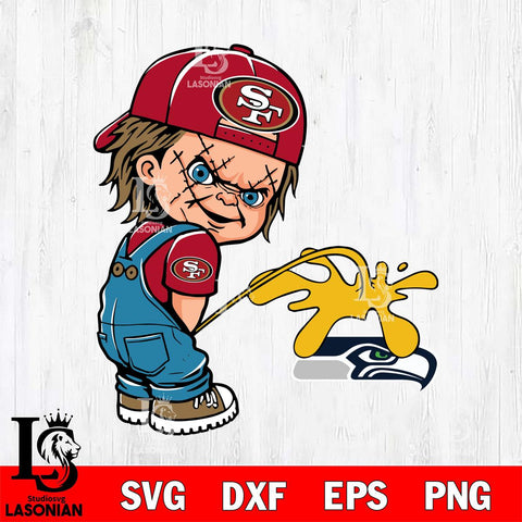 San Francisco 49ers Chucky Piss On Seattle Seahawks Svg Eps Dxf Png File, Digital Download, Instant Download