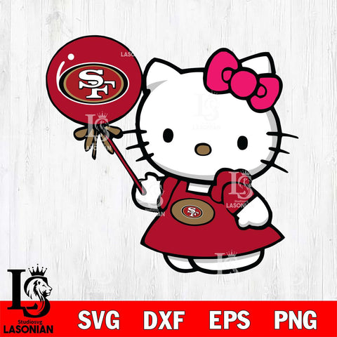 San Francisco 49ers Cute Hello Kitty 2 Svg Eps Dxf Png File, Digital Download, Instant Download