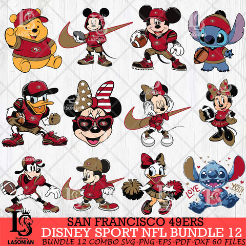 San Francisco 49ers Disney NFL Bundle 12 Svg Eps Dxf Png File, Digital Download, Instant Download