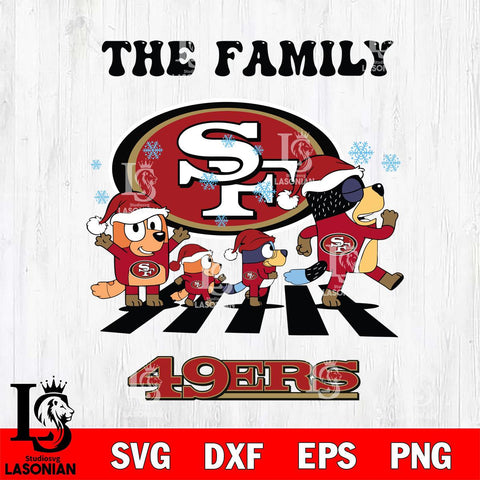 San Francisco 49ers Family Bluey Christmas Svg Eps Dxf Png File, Digital Download