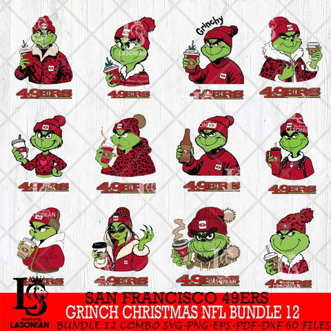 San Francisco 49ers Grinch Christmas NFL Bundle 12 Svg Eps Dxf Png File,Cricut svg files, Digital Download, Instant Download