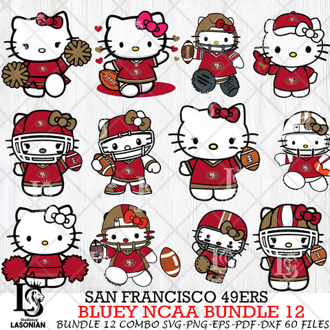 San Francisco 49ers Hello Kitty NFL Bundle 12 Svg Eps Dxf Png File, Digital Download, Instant Download