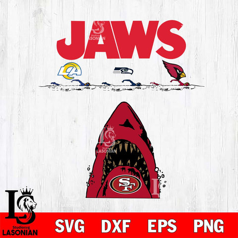 San Francisco 49ers Jaws Eat Rams, Seahawks, Cardinals Svg Eps Dxf Png File, Digital Download, Instant Download