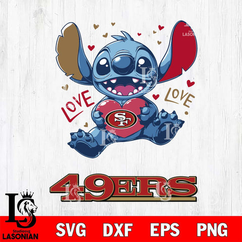 San Francisco 49ers Love Stitch, Svg Eps Dxf Png File, Digital Download