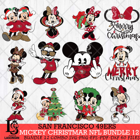 San Francisco 49ers MICKEY CHRISTMAS NFL Bundle 12 Svg Eps Dxf Png File, Digital Download, Instant Download