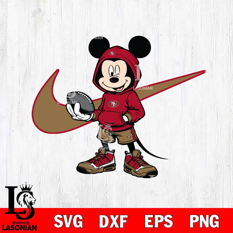 San Francisco 49ers Mickey Wearing Hoodie Sport Svg Eps Dxf Png File, Digital Download, Instant Download