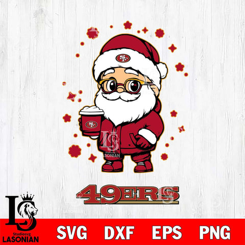 San Francisco 49ers Santa Claus Coffe Svg Eps Dxf Png File,NFL Svg Files,Digital Download,Sublimation,Instant Download