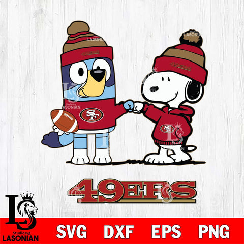 San Francisco 49ers Snoopy & Bluey Football Svg Eps Dxf Png File,NFL Svg Files,Christmas svg ,Digital Download ,Instant Download