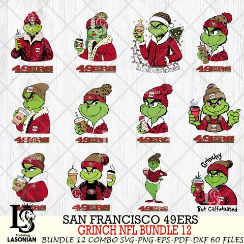 San Francisco 49ers  Grinch NFL Bundle 12 SVG Eps Dxf Png File, Digital Download, Instant Download