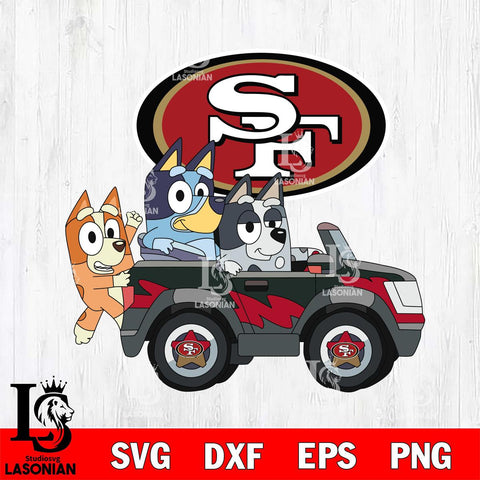 San Francisco 49ers bluey friends car Svg Eps Dxf Png File, Digital Download, Instant Download