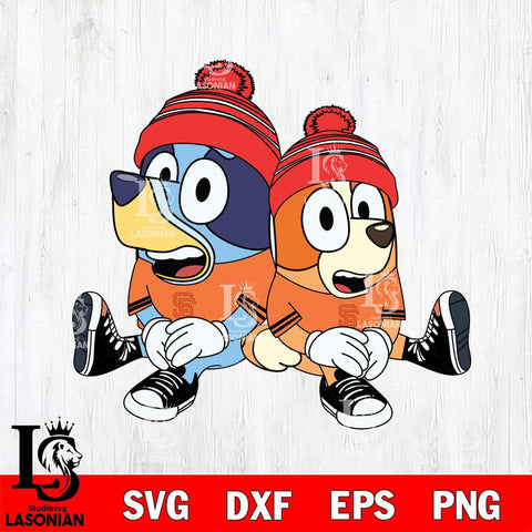 San Francisco Giants Bluey & Bingo Christmas Svg Eps Dxf Png File, Digital Download, Instant Download