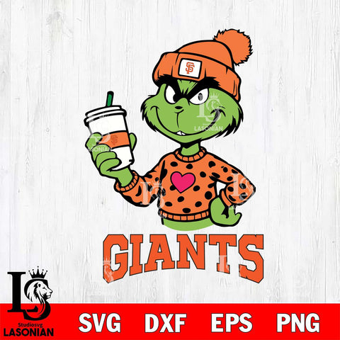 San Francisco Giants Boujee Grinch Heart Christmas Cut Files Cricut, Svg Dxf Eps Png file , Silhouette