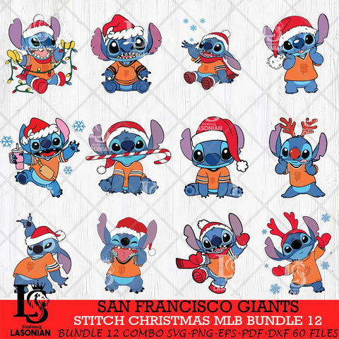 San Francisco Giants Stitch Christmas MLB Bundle 12 SVG DXF EPS PNG file, Cut file cricut, Instant Download